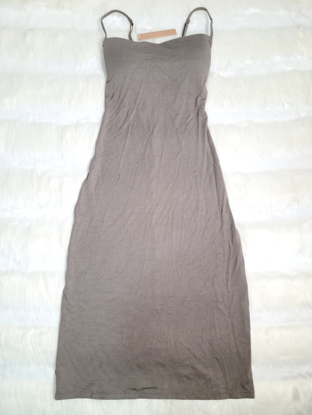 SKIMS Smooth Lounge Midi Dress Grey Truffle Women XXS NEW